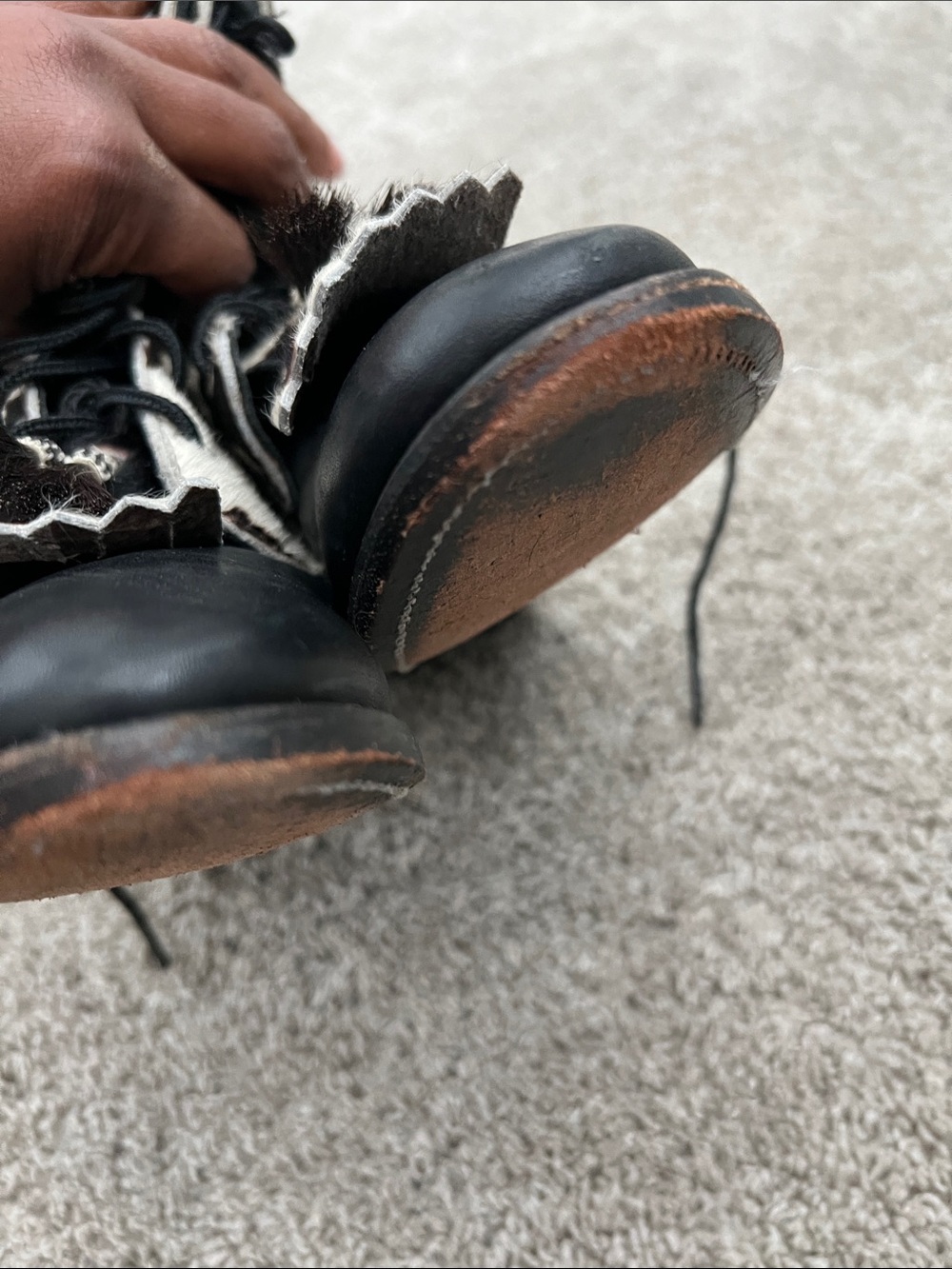Larry Mahan Black and White Cowhide Lace-Up Tassel Boots| EXQUISITE‼ - Picture 9 of 12